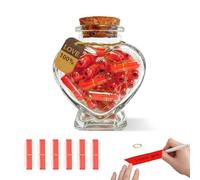YeaHapiday 50PCS Love Capsule Letters, Message in a Bottle Gift, Red Love Capsules in Heart-Shaped Glass Jar, DIY Love Letter Jar for Boyfriend/Girlfriend, for Valentine's Day, Birthday, Anniversary