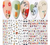 Yeahbo Abstract Nail Stickers Nail Art Stickers Self Adhesive Graffiti Lady Face Rose Design, 6 Sheets Nail Decals for Gel Nails Decoration for Women Girls Kids
