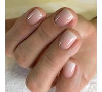 Yeahbo French Tip False Nails Short Square, Stick On Gel Nails for Women