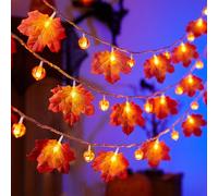 YeahBoom Autumn Fairy Lights, 300 cm, 20 LED Maple Leaves, Pumpkin Fairy Lights, LED Maple Leaf Fairy Lights, Battery Operated, Halloween Pumpkin Fairy Lights, for Autumn Decoration, Thanksgiving