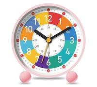 YeahBoom Children's Alarm Clock, Silent Learning Alarm Clock, Children's Alarm Clock for Beginners to School, Analogue Alarm Clock, No Ticking Children's Alarm Clock, Battery Operated Alarm Clock