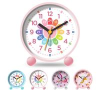 YeahBoom Children's Alarm Clock, Silent Learning Alarm Clock, Children's Alarm Clock for Beginners to School, Analogue Alarm Clock, No Ticking Children's Alarm Clock, Battery Operated Alarm Clock
