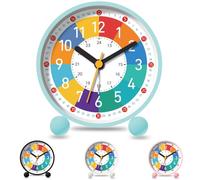 YeahBoom Children's Alarm Clock, Silent Learning Alarm Clock, Children's Alarm Clock for Beginners to School, Analogue Alarm Clock, No Ticking Children's Alarm Clock, Battery Operated Alarm Clock