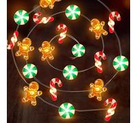 YeahBoom Christmas Fairy Lights, 3 m, 30 LED Sweets, Candy Cane, Gingerbread Man Fairy Lights, Battery Operated, LED Christmas Theme Fairy Lights, Christmas Decoration Fairy Lights, Indoor Outdoor