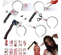 YeahBoom Halloween Knife in the Head, Pack of 5 Halloween Headbands, Bloody, Halloween Horror Headband Set, Halloween Headband, Halloween Accessories, for Carnival, Halloween Costume, Party, Cosplay