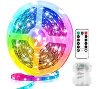 YeahBoom LED Strip Battery Operated, 4 Metre LED Strip, Self-Adhesive, with 8 Modes Timer Remote Control, Waterproof Light Strips, Flexible Cuttable, for Bedroom, Cabinet, Home Decoration (Colourful)