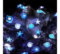 YeahBoom Sea Creature Fairy Lights, 5 m, 50 LED Theme Sea Life Fairy Lights, Battery Operated, Seahorse, Starfish, Wellhorn Snails, Shells, Fairy Lights, for Children's Room, Party, Birthday
