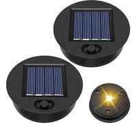 YeahBoom Solar Lantern Replacement Top, 2 x Diameter 8.5 cm, Bright LED, Solar Panel Lantern, Waterproof, Black