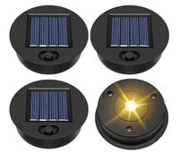 YeahBoom Solar Lights Replacement Top, 4 x Diameter 7 cm, Black, Rustic, Outdoor, Waterproof, Warm White LED