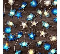 YeahBoom String Lights Sea Life, 300CM 30LED Theme Marine Life String Lights Battery Operated, Seahorse Starfish Turtle Shells String Lights, for Children's Room Party Birthday Decoration