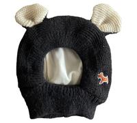 Yeahdor Adjustable Dog Ear Warmer Christmas Themed Noise Reduction Hood For Anxious Pets Dogs Knitted Ear Muffs Black One Size