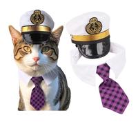Yeahdor Adjustable Dog Pilot Hat And Necktie Collar 2-piece Fancy Dress Costume Set For Pets Party Photo Shoots Purple S