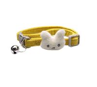 Yeahdor Cute Kitty Collar With Bell Adjustable Breakaway Safety Collar For Small Cats Kittens Corduroy Pet Accessory Yellow One Size
