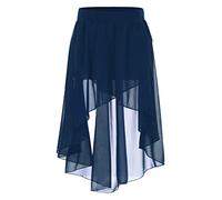 Yeahdor Kids Girls Basic Lyrical Ballet Dance Chiffon High-Low Wrap Skirts Studio Practice Performance Costume Navy Blue 16 Years