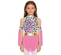 Yeahdor Kids Girls Cavegirl Costume Caveman Costumes Leopard Print Patchwork Caveman Style Cave Dress Gradient 11-12 Years