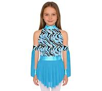 Yeahdor Kids Girls Cavegirl Costume Caveman Costumes Leopard Print Patchwork Caveman Style Cave Dress Light Blue 15-16 Years
