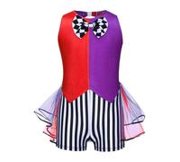 Yeahdor Kids Girls Mad Hatter Costume Halloween Party Party Magic Shows Festivals Birthday Checkerboard Leotard Red 13-14 Years