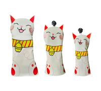 Yeahdor Lucky Cat Golf Headcover Fits Driver Fairway Hybrid Waterproof Protector Men Women Junior 3Pcs/Set One Size