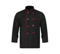 Yeahdor Men's Classic Chef Jacket Cooking Coat Restaurant Kitchen Uniform Waiter Uniform Black M