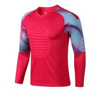 Yeahdor Mens Goalkeeper Jersey Uniform Soccer Padded Football Shirt Long Sleeve Football Training Tops Activewear Hot Pink L