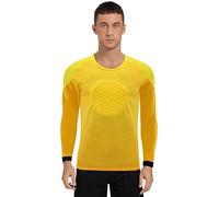 Yeahdor Mens Padded Goalie Shirt Goalkeeper Jersey Circle Printed Long Sleeve Football Training Tops Yellow