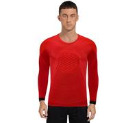 Yeahdor Mens Padded Goalie Shirt Goalkeeper Jersey Circle Printed Long Sleeve Football Training Tops Red