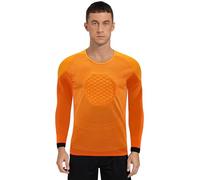 Yeahdor Mens Padded Goalie Shirt Goalkeeper Jersey Circle Printed Long Sleeve Football Training Tops Orange