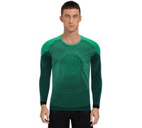 Yeahdor Mens Padded Goalie Shirt Goalkeeper Jersey Circle Printed Long Sleeve Football Training Tops Green
