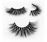 Yeahdor Natural Look False Eyelashes 25mm Long Thick Volume 3D Mink Lashes Soft Reusable Fake Lashes 1 Pair Black 5D07 One Size