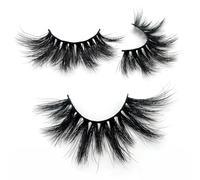 Yeahdor Natural Look False Eyelashes 25mm Long Thick Volume 3D Mink Lashes Soft Reusable Fake Lashes 1 Pair Black 5D01 One Size