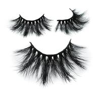 Yeahdor Natural Look False Eyelashes 25mm Long Thick Volume 3D Mink Lashes Soft Reusable Fake Lashes 1 Pair Black 5D04 One Size