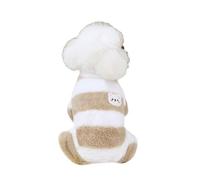 Yeahdor Winter Warm Dog Clothing Striped Fleece Sweater Pajama Jumpsuit With Leash Ring Soft Outfit For Chihuahua Yorkie Puppy Brown Medium
