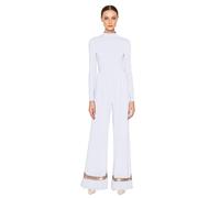 Yeahdor Women's Long Sleeve Wide Leg Jumpsuit Liturgical Praise Dance Jumpsuit Church Worship Unitards White S
