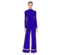 Yeahdor Women's Long Sleeve Wide Leg Jumpsuit Liturgical Praise Dance Jumpsuit Church Worship Unitards Royal Blue XXL