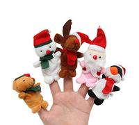 YeahiBaby Christmas Finger Puppets Plush Toy Reindeer Bear Penguin Santa Snowman Figure Toy Hand Puppet Pack of 5
