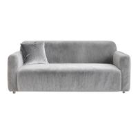 Yeahmart Thick Sofa Covers 1/2/3 Seater Pure Color Sofa Protector Velvet Easy Fit Elastic Fabric Stretch Couch Slipcover (Silver Grey, 3 Seater 195-230cm)