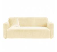 Yeahmart Thick Sofa Covers 1/2/3 Seater Pure Color Sofa Protector Velvet Easy Fit Elastic Fabric Stretch Couch Slipcover (Beige, 1 Seater 90-140cm)