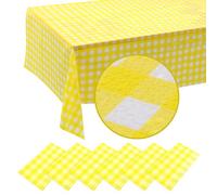 YEAHSEA 6 Pack Disposable Table Cloth 54 x 108 Inch Plastic Cover Tablecloth for Indoor Outdoor Party Birthdays Weddings Christmas Anniversary Buffet Table, Yellow