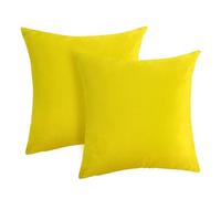 YEAHSEA Cushion Covers 45 x 45 Set of 2 Luxury Velvet Square Throw Pillow Cases Decorative Soft Grey Cushion Cases for Sofa Couch Bedroom with Invisible Zipper,Yellow