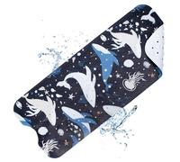 Yeahshion Kids Bath Mat Non Slip Anti Mounld, Cartoon Baby Bath Mats, 100x40cm Extra Large Anti Slip Shower Mat Children Bathtub Mat with Suction Cups & Drain Holes, Machine Washable, Black Whale
