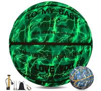 YeahShoot to My Little One Glow Basketball Size 7 - Glow in The Dark Ball, Cool Vibrant Glow, Durable PU Material, Night Visibility with Pump & Bag, Great Christmas Birthday Gift for Enthusiasts