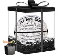 YeahShoot to My Son Gift Glow in The Dark Holographic Reflective Basketball Size 7 - Cool Luminous Outdoors Youth Ball, Premium Luxury Gift Box, with Pump,Bag&Net,Perfect Holiday Ideal Gift