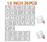 YEAJON 1.5 Inch Letter Stencils and Numbers, 36 Pcs Alphabet Art Craft Stencils, Reusable Plastic Templates for Wood, Wall, Fabric, Rock, Signage, DIY Art Projects
