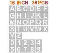 YEAJON 16 Inch Letter Stencils and Numbers, 36 Pcs Alphabet Art Craft Stencils, Reusable Plastic Templates for Wood, Wall, Fabric, Rock, Signage, DIY Art Projects