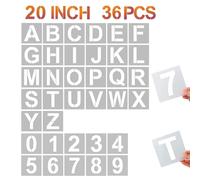 YEAJON 20 Inch Letter Stencils and Numbers, 36 Pcs Alphabet Art Craft Stencils, Reusable Plastic Templates for Wood, Wall, Fabric, Rock, Signage, DIY Art Projects (20 Inch)