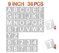 YEAJON 9 Inch Letter Stencils and Numbers, 36 Pcs Alphabet Art Craft Stencils, Reusable Plastic Art Craft Stencils for Wood, Wall, Fabric, Rock, Signage, DIY Art Projects (9 Inch)