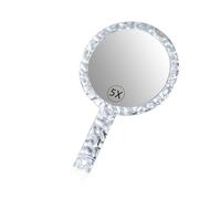 YEAKE Double-Sided Hand Handheld Makeup Mirror, 1X/5X Magnifying,Perfect for Shaving Travel,Acrylic, Rounded Shape, Clear，15.5cm x 25.4cm - 1 Piece