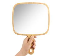 YEAKE Extra Large Natural Bamboo Handheld Mirror with Handle, Portable Single-Sided Vanity Mirror for Men and Women, 22.6 x 31.5 cm / 8.9 x 12.4'' (W x H)