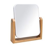 YEAKE Vanity Makeup Mirror with Natural Bamboo Stand, 8 Inch 1X/2X Magnification Double Sided 360 Degree Swivel Mirror
