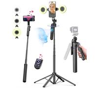 Yeaki 71” Auto Face Tracking Tripod for iPhone with Light,360° Rotating Phone Stand with Rechargeable Remote Control for TikTok Vlog Video Recording, Phone Tripod for Android Camera/GoPro/Ring Light